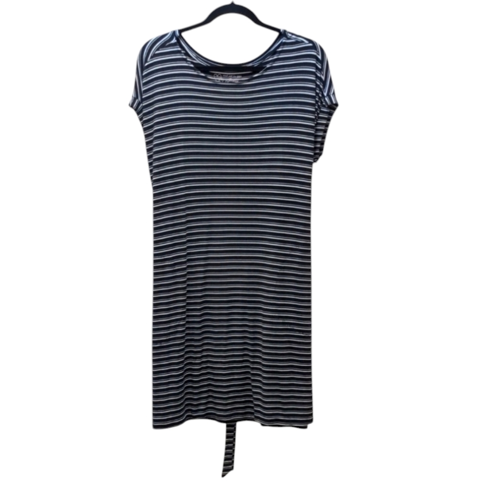 Jockey Black and White Striped Capped Sleeve Knit Dress Size XL